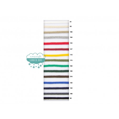 Cordón trenzado algodón 5 mm. varios colores - Serie Amaya