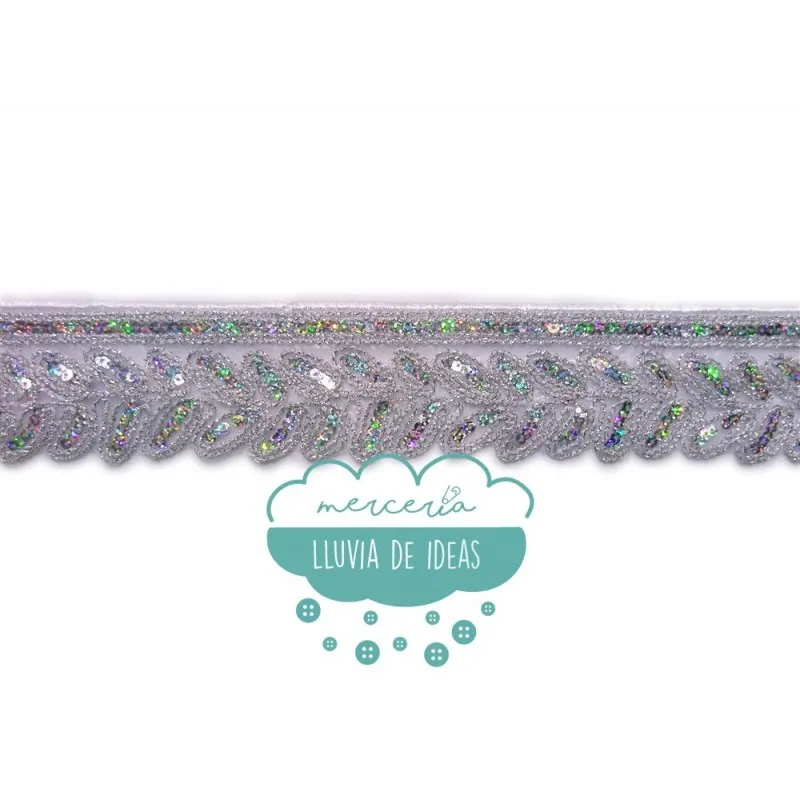 Pasamanería termoadhesiva bordada con lentejuelas - Serie Crisol
