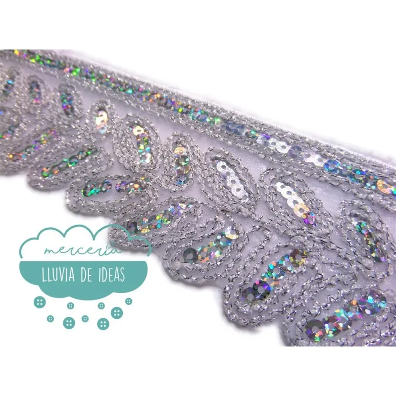 Pasamanería termoadhesiva bordada con lentejuelas - Serie Crisol