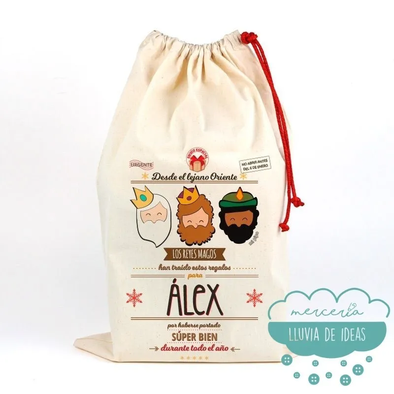 Saco Navideño para Regalos - Reyes Magos personalizado