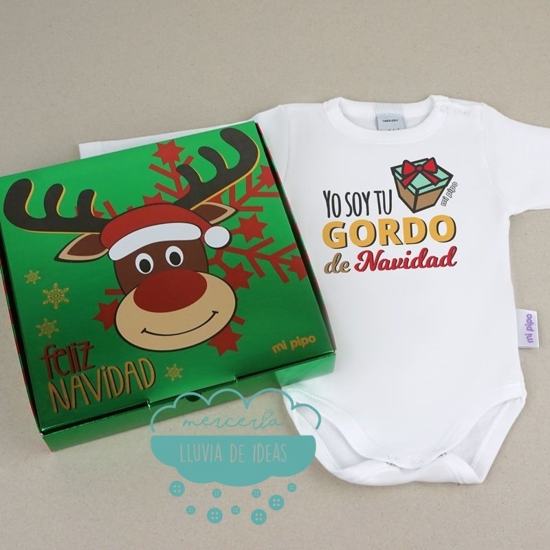 Caja regalo con Body Babidu - Yo soy tu gordo de Navidad Caja regalo con Body Babidu - Yo soy tu gordo de Navidad