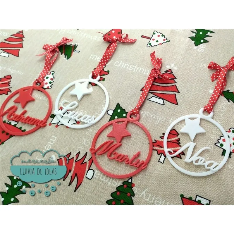 Bolas de navidad con estrella - Personalizadas con nombre