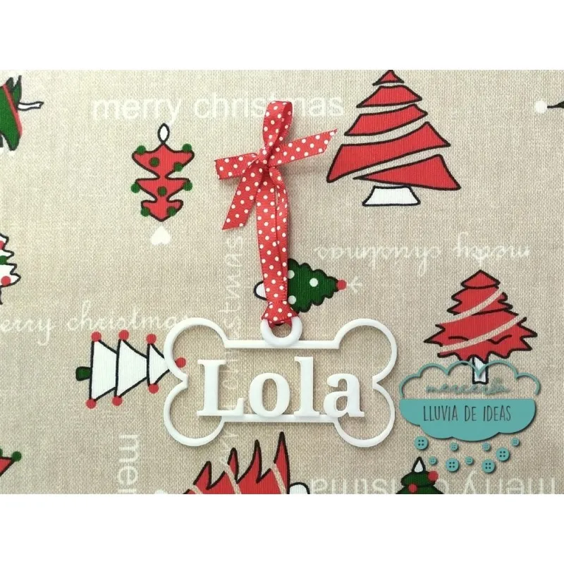 Decoración de navidad con forma de hueso - Personalizadas con nombre