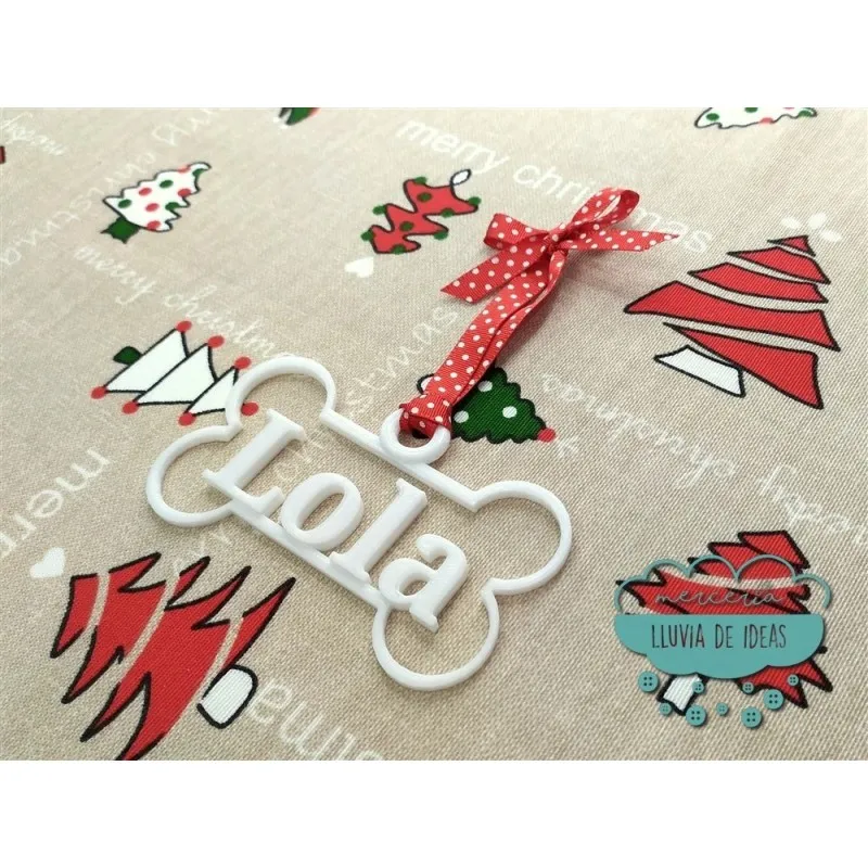 Decoración de navidad con forma de hueso - Personalizadas con nombre