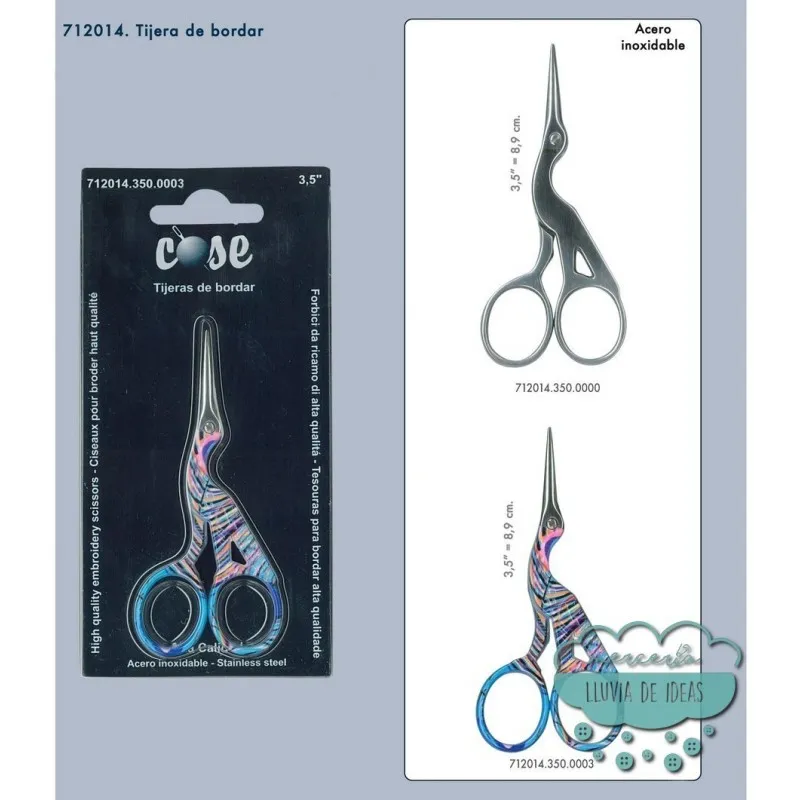 Tijera de bordar - Garza plateada 3,5"
