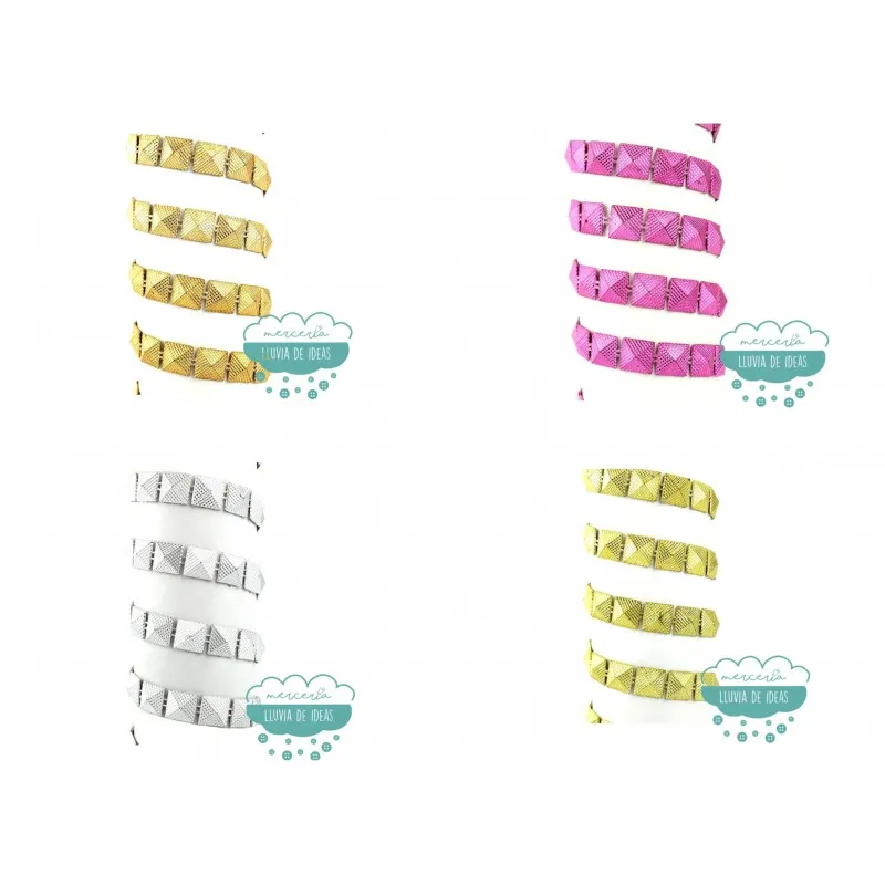 Pasamanería de tachas metalizadas de varios colores - Serie Abie Mercería Lluvia de Ideas