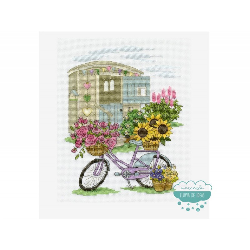 Costa favorito personalizado Kit punto de cruz DMC - Bicicleta flores ☁ Mercería Lluvia de Ideas ☁