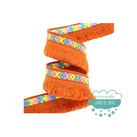 Tapacosturas étnico con flecos - Serie Alana