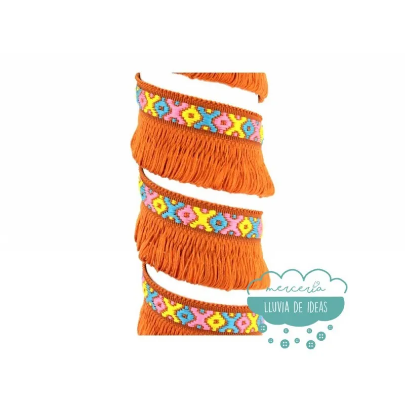 Tapacosturas étnico con flecos - Serie Alana