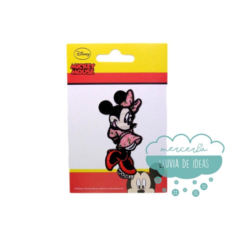 Parche bordado termoadhesivo - Minnie Mouse Vestido flores