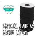 Goma o cinta elástica plana blanda ancho 1,5 cm. aprox. (Especial caretas) - Color negro Mercería Lluvia de Ideas