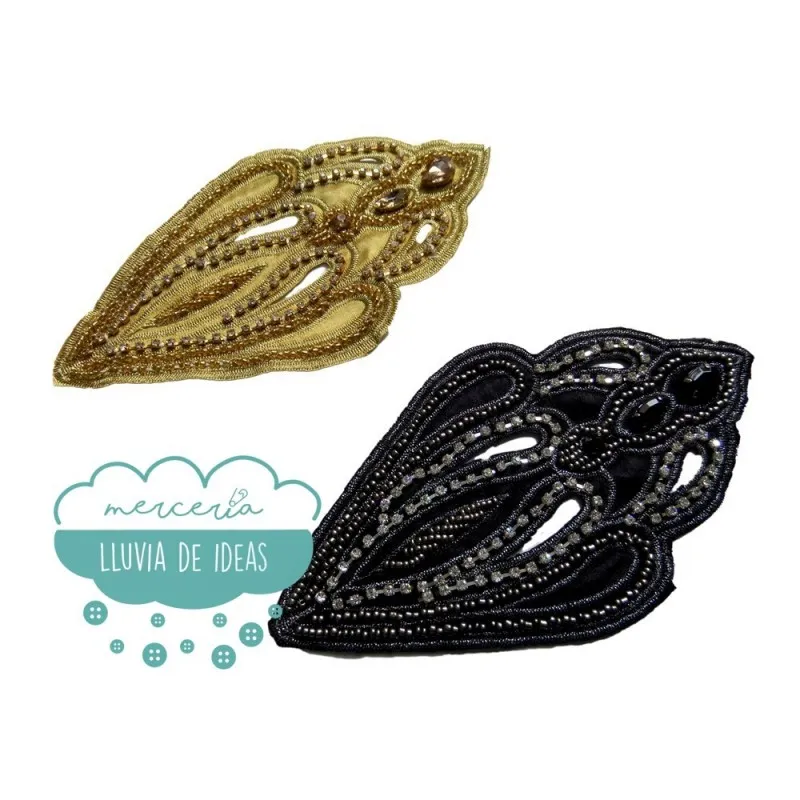 Aplique bordado con abalorios, cristales y piedras - Serie Arabia Mercería Lluvia de Ideas