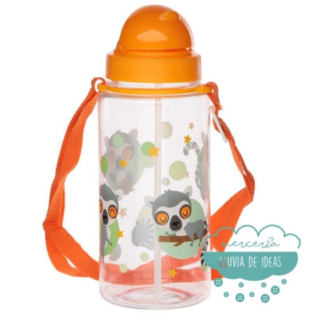 Botella infantil con correa y pajita - Lémur