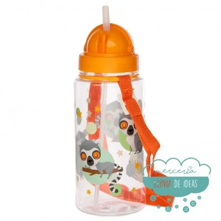 Botella infantil con correa y pajita - Lémur