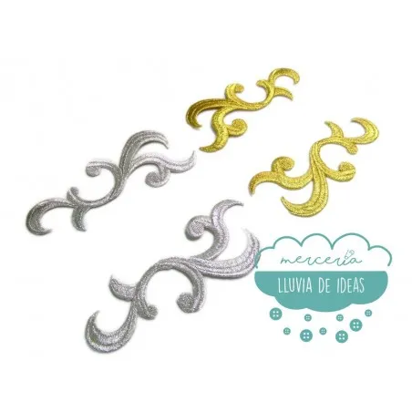 Aplicación bordada termoadhesiva metalizada - Serie Oriente