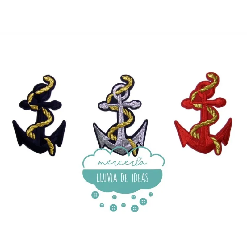 Parche Bordado Termoadhesivo Metalizado - Serie Anclas Grandes