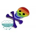 Parche bordado termoadhesivo - Calavera multicolor arco iris