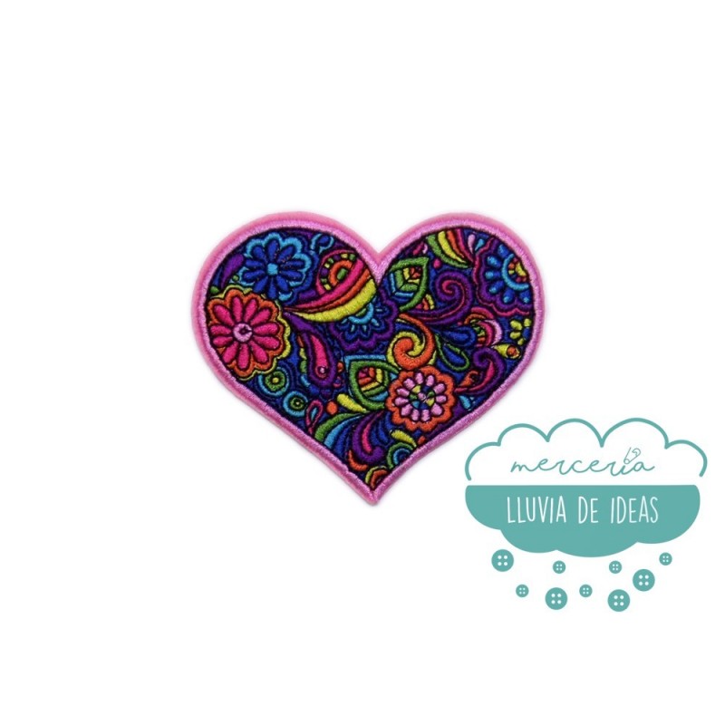 Parche bordado termoadhesivo - Corazón multicolor