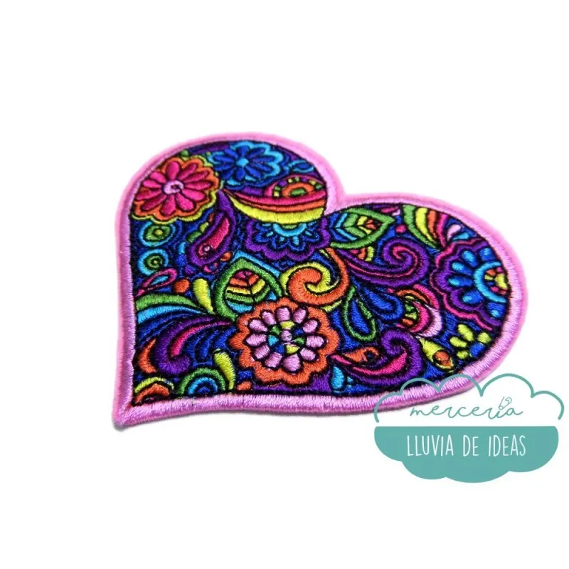 Parche bordado termoadhesivo - Corazón multicolor