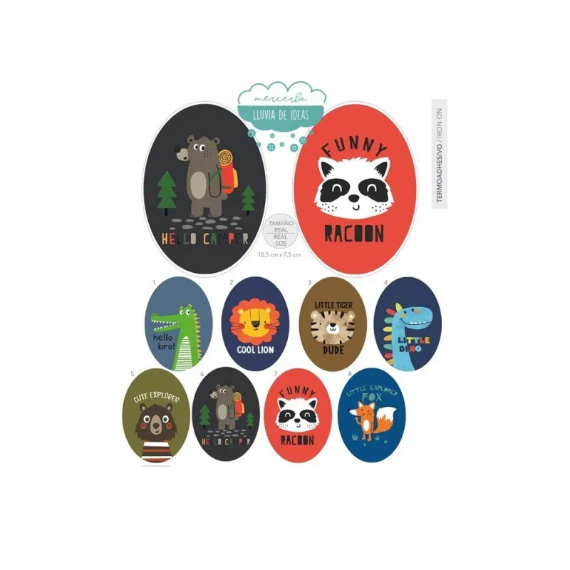 Coderas / Rodilleras Termoadhesivas Estampadas - Serie Animales Explorer