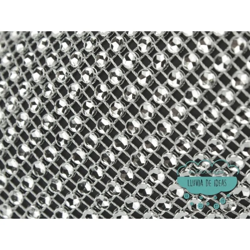 Pasamanería círculos imitación strass 24 líneas - Color plata Mercería Lluvia de Ideas