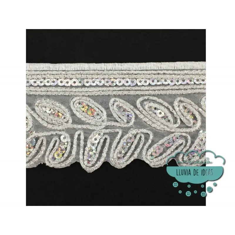 Pasamanería termoadhesiva bordada con lentejuelas - Serie Crisol