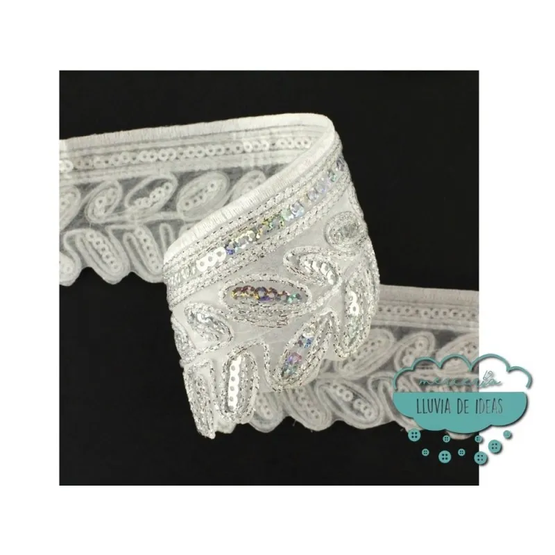 Pasamanería termoadhesiva bordada con lentejuelas - Serie Crisol