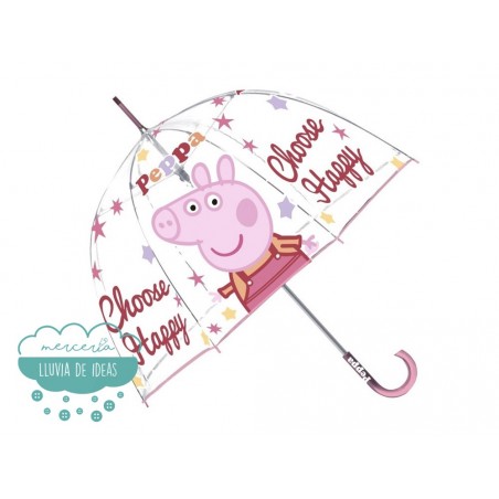 Paraguas transparente infantil - Peppa Pig Choose Happy - AGOTADO TEMPORALMENTE