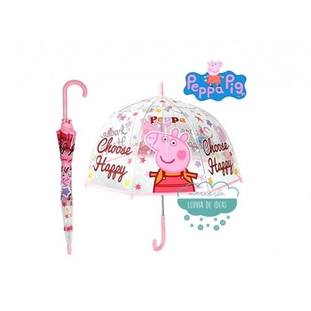 Paraguas transparente infantil - Peppa Pig Choose Happy