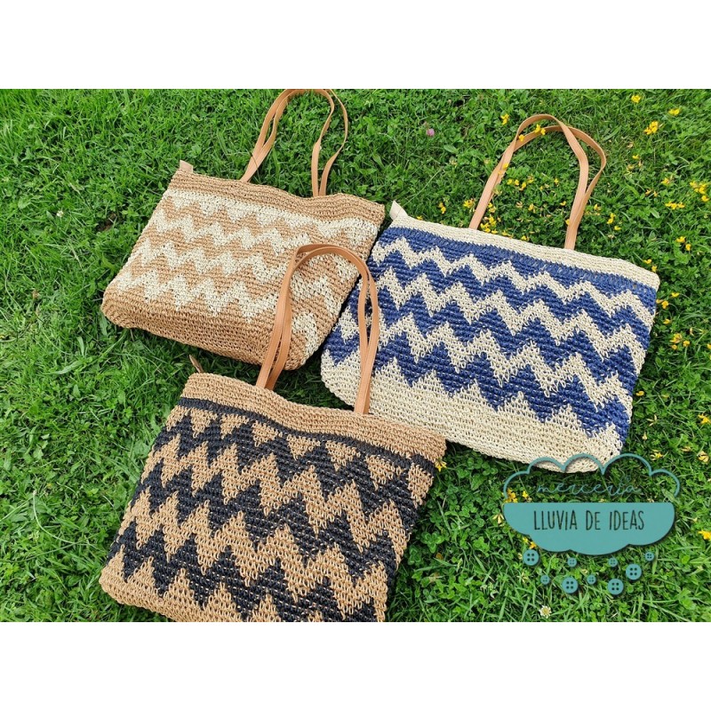 Bolso de rafia trenzado zig zag - Serie Rabat