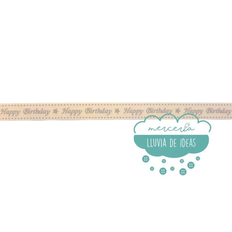 Cinta decorativa estampada - Happy Birthday (Cumpleaños feliz) Mercería Lluvia de Ideas