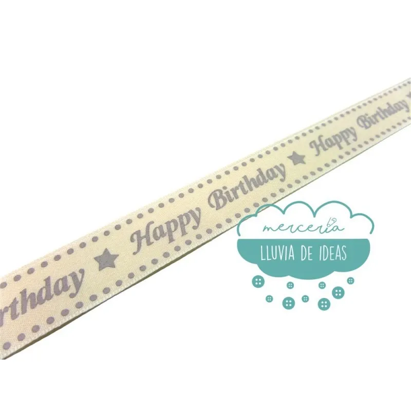 Cinta decorativa estampada - Happy Birthday (Cumpleaños feliz) Mercería Lluvia de Ideas