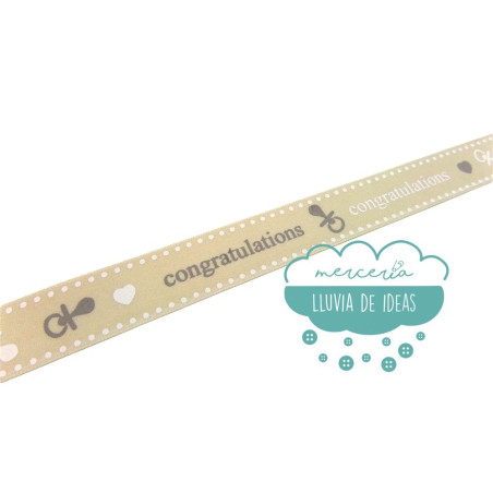 Cinta decorativa estampada -Congratulations (Enhorabuena)