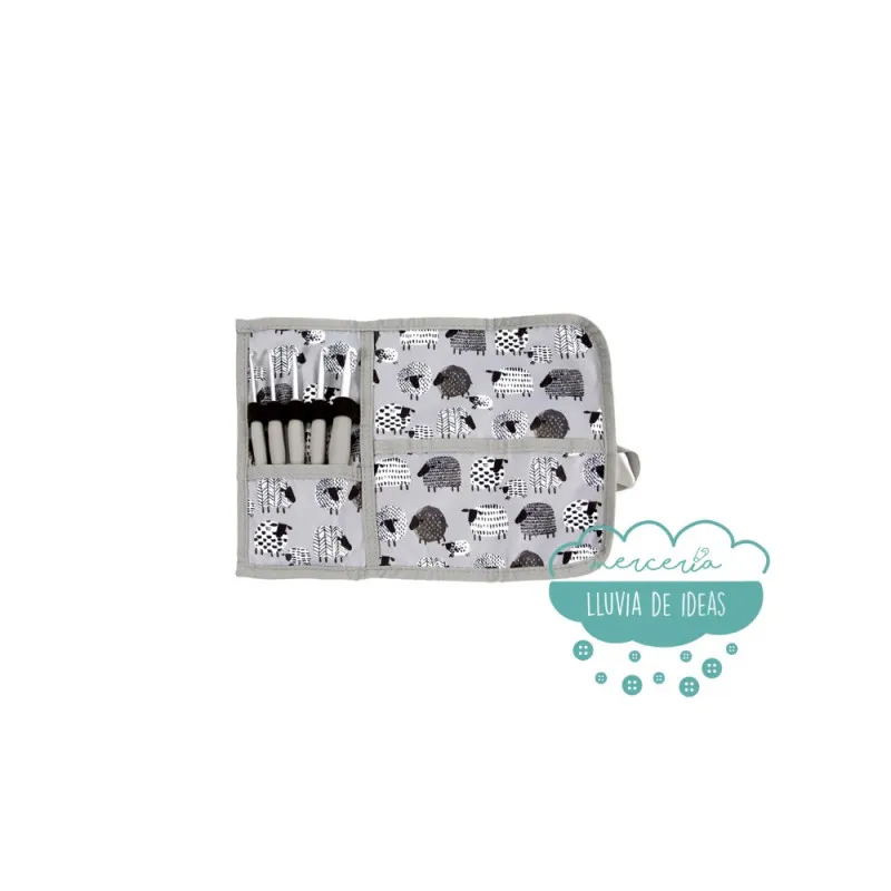 Estuche con ganchillos Ovejitas gris - DMC