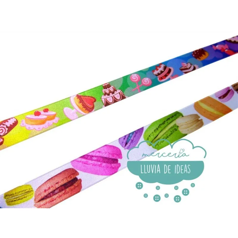 Cintas de raso o satén estampadas - Pastelería Mercería Lluvia de Ideas