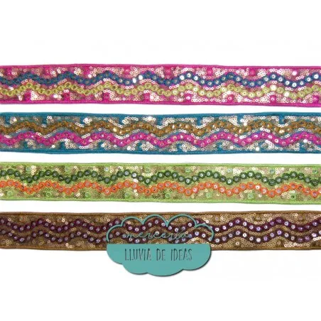 Tapacosturas bordado con lentejuelas - Serie India