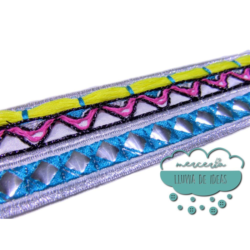 Cinta bordada étnica con espejos - Serie Narendra