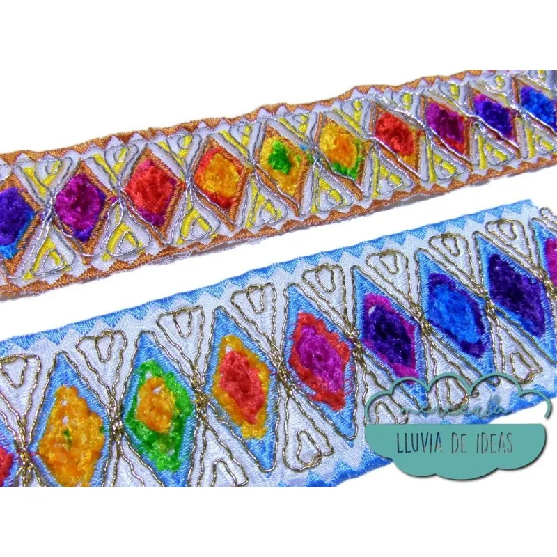 Cinta bordada soutache - Serie Nanuk Mercería Lluvia de Ideas